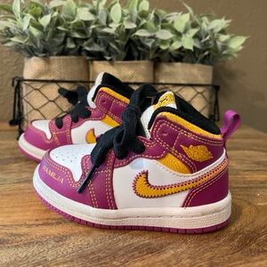 Nike Air Jordan 1 Mid Dia de los Muertos GS Youth 5c Shoes dc0499-100